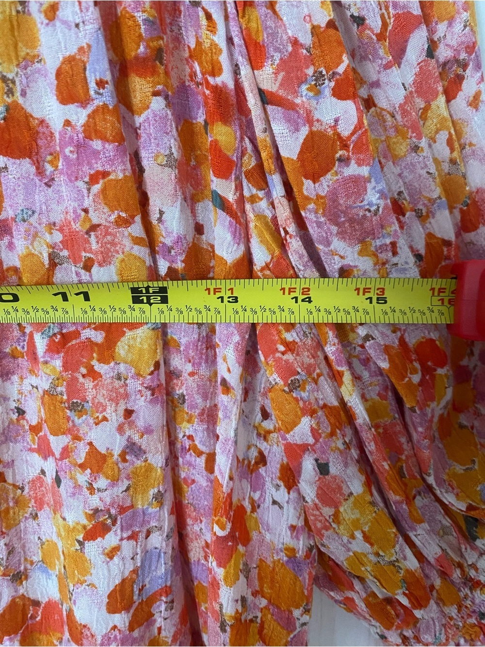 Womens Floral Tie-Neck Blouse — Pink & Orange - Picture 5 of 6